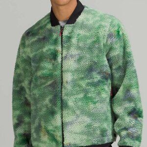 Lululemon Women's Diamond Dye Green Multi Lab Textured Fleece Bomber Jacket XL